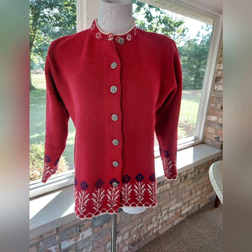 Vintage Jerslid Nordic cardigan pattern sweater M